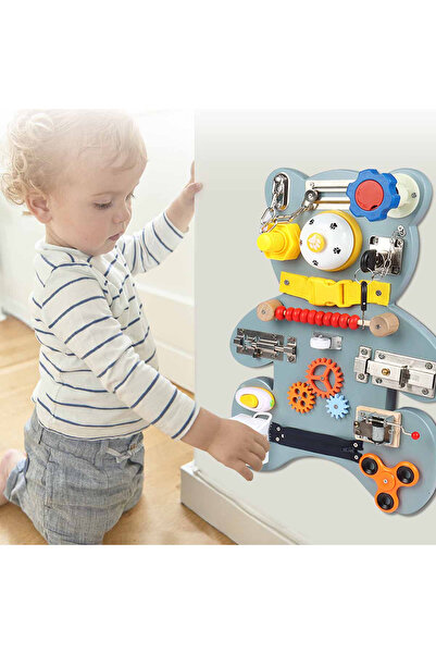 Toyska Busy Board Teddy Bear 16 in 1 activity board, multicolor