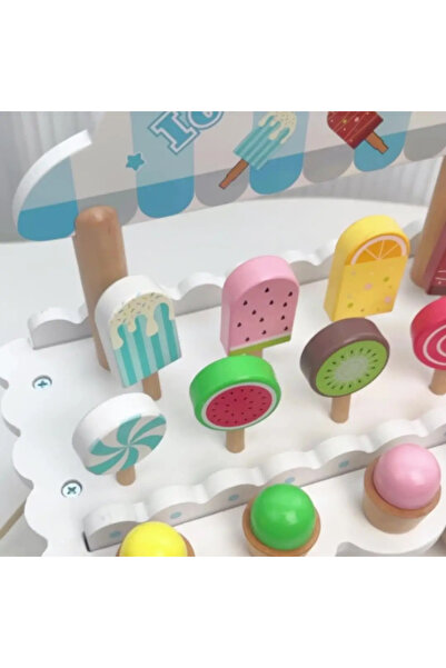 Toyska Jucarie de tras din lemn Masinuta de Inghetata, Ice Cream Truck, multicolor