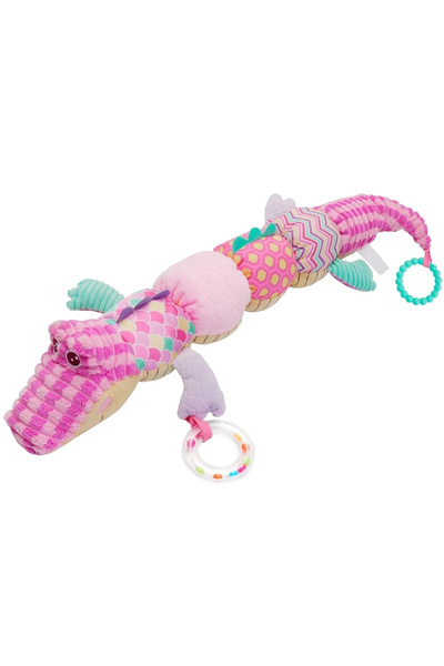 Toyska Jucarie Bebe Senzoriala Muzicala Crocodil, 60x9 cm, roz
