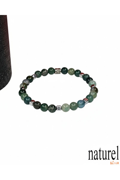 Naturel Tılsım Natural Stone Mossy Agate / Natural Stone Bracelet