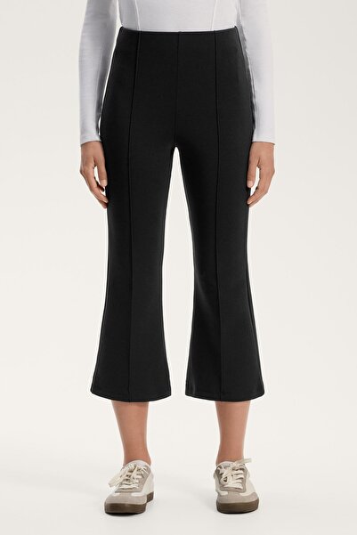 Oysho Pamuk karışımlı nervürlü flare kapri pantolon