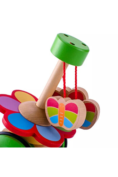 Toyska Wooden toy 2 wheels for pushing and pulling Carousel, green