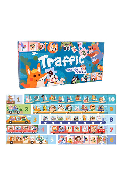 Toyska Set Puzzle educativ Invatam sa numaram Traffic Numbers, 65 piese, mult...