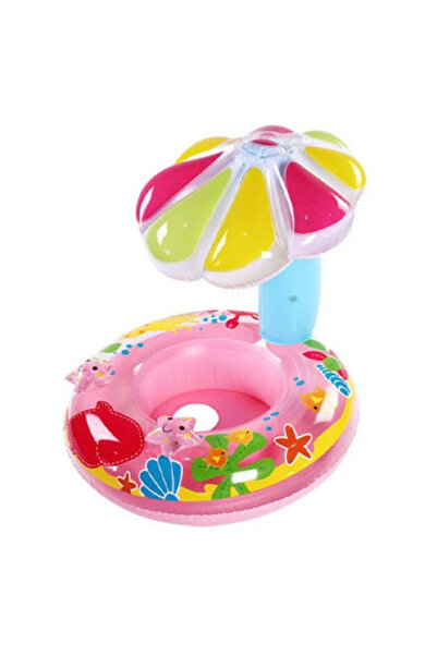Toyska Baby swimming ring with sun protection cover Flower, 70 x 60 cm, pink