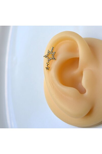 Heppii Cerrahi Çelik Yıldız Helix Piercing Kıkırdak Gold Renk