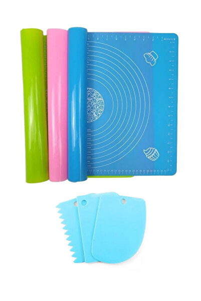 Kitchen Design Lab 2 Li Set 45x65 Cm Silikon Hamur Açma Matı Ve 3'lü Hamur Ke...