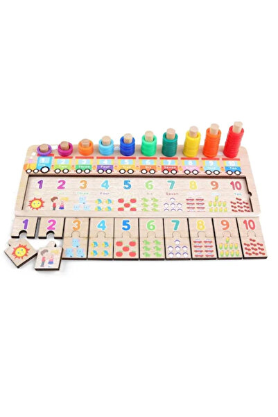 Toyska 3 in 1 logarithmic wooden game with stacking pieces, numbers and image...