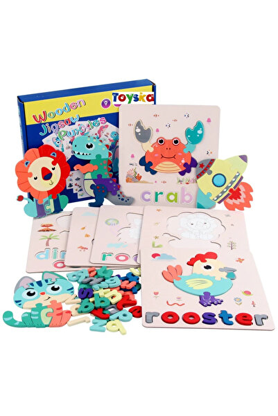 Toyska Joc educativ din lemn Asociere Cuvinte cu Imagini, multicolor