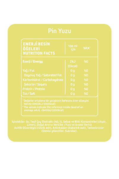 Pin Japon Limonu Yuzu - Şekersiz & Kalorisiz 1lt x6 Adet