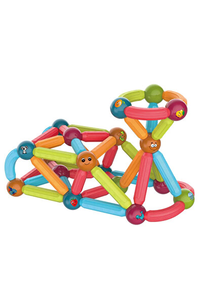 Toyska Joc educativ constructii magnetice Magnetic Sticks cu animale, 76 piese, multicolor