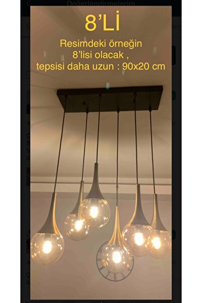 Lamp24 DAMLA 8’Lİ YEMEK MASASI AVİZESİ ESKİTME AKSESUARLI