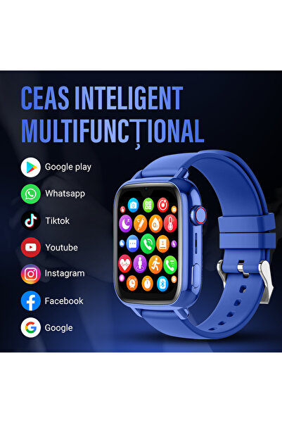Wingereich Kids smartwatch with GPS, 4G, Whatsapp, ChatGPT, Google Play, HD camera, video call, navy blue
