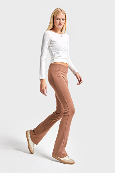 its basic Жіночі коричневі s5-81 Slim Fit Супер еластичні штани з розкльошеними штанинами