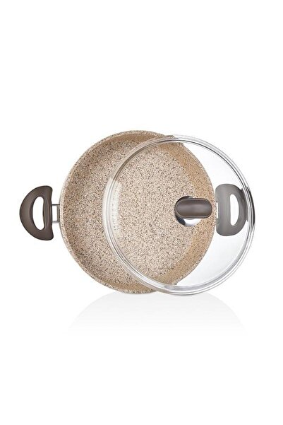 FALEZ 26 Cm Granite Flat Pot - Creamy