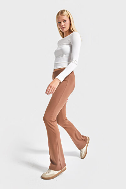 its basic Жіночі коричневі s5-81 Slim Fit Супер еластичні штани з розкльошеними штанинами