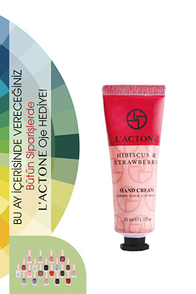 L'ACTONE Hibiscus & Strawberry Hand Cream 30 ml / El Kremi - 1 Adet Oje Hediyeli