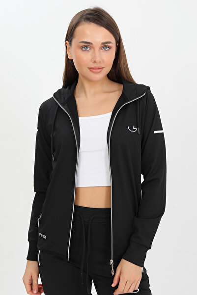 Fors Life Kapüşonlu Şık Kadın 2'li Set Eşofman Takımı, Siyah