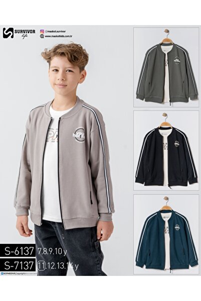 Asortix boutique Erkek çocuk Mevsimlik kumaş Fermuar detaylı CEKET - Pamuk pe...