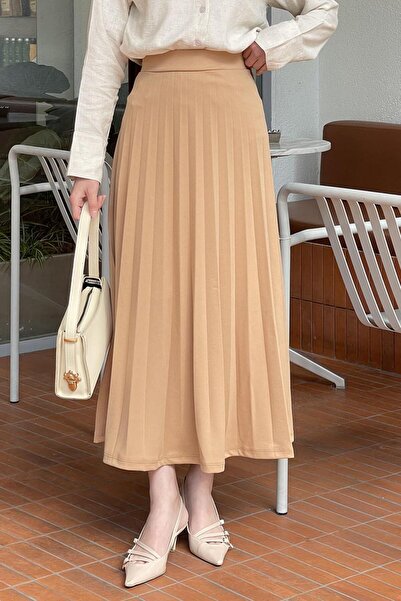 lamelif Πλισέ φούστα Adelina Milk Brown Χρώμα