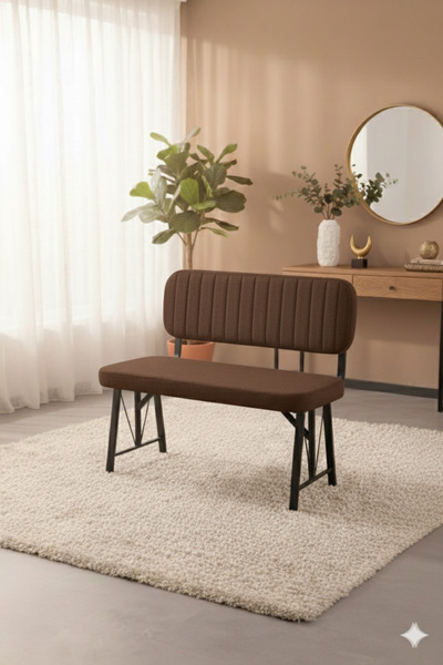 Parlazon Elfin 70x110 Beyaz Mutfak Masası, Mutfak Masası Takımı, Yemek Masası, 2 Benchli - Kahverengi