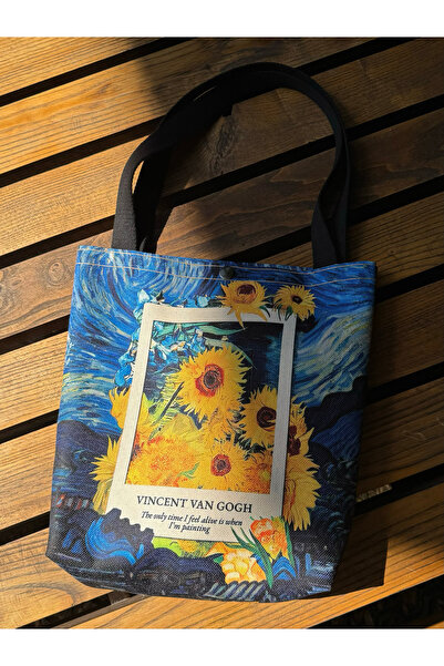 pamukcanta Vincent Van Gogh Kolaj Kanvas Bez Çanta Yıkanabilir Metal Çıtçıtlı...