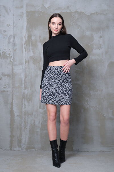 mrmpro Γυναικεία μίνι φούστα με σχέδιο τσίτας Ζώνη κορσέ που συλλέγει την περιοχή της κοιλιάς Χειμερινό βαμβακερό