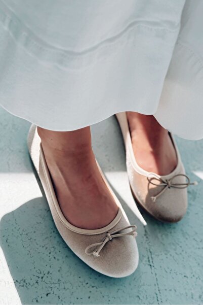 I Love Shoes Lante Velvet Mary Jane Ballet Flats Beige