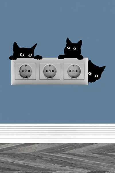 KT Decor مجموعة ملصقات لطيفة على شكل قطط مكونة من 3 قطع