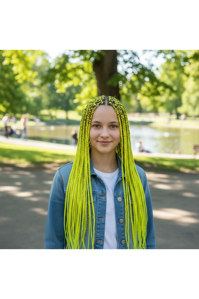 Ethab Ticaret اللون الأصفر النيون للضفائر الأفريقية والشعر الروتاني