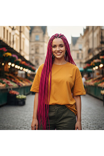 Afrodit Giyim شعر صناعي للضفائر الأفريقية والراستا / فوشيا داكن