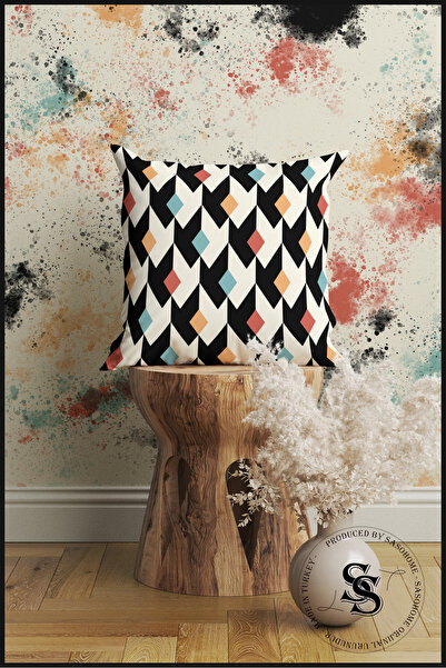 SasoHome Кольорові геометричні фігури візерунки, 4 штуки, цифровий друк, чохол для подушки