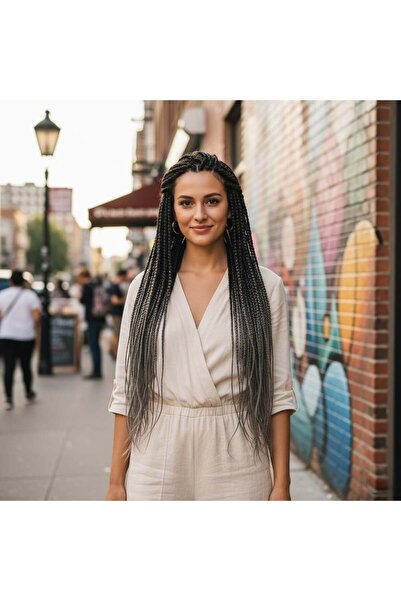 Ethab Ticaret شعر سين أومبري / أسود / رمادي غامق للضفائر الأفريقية والشعر الطويل