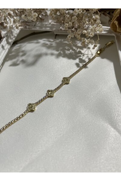 stainles steel Çelik Taşlı 3 Yoncalı Bileklik