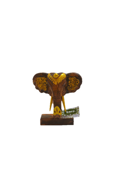 BARC DEKORATİF AHŞAP FİL KAFASI DESENLİ 22CM WOOD MASA VİTRİN DEKORU