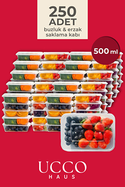 UCCO 250 Pcs 500 ml Economical Refrigerator Freezer Food Leakproof Storage Container Set Icebox Organizer
