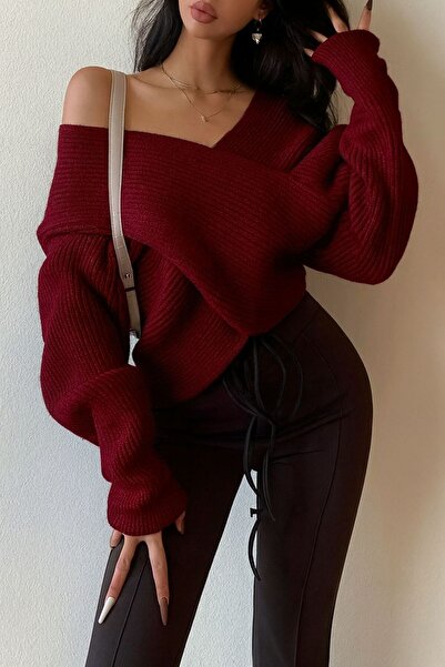 peri tower PRODUS NOU Pulover tricotat oversize cu detaliu încrucișat 0036