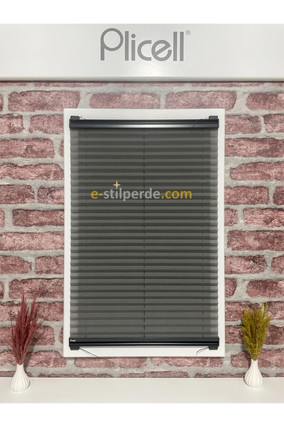 IŞILTI Perde Sistemleri Plicell Plise Keten Tül Perde Clover - 04 Siyah