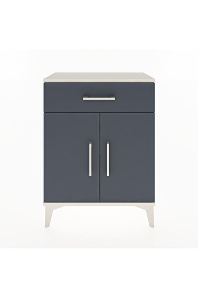 Dienni Arges Komodin Tek Raflı Tek Çekmeceli 2 Kapaklı 60x30x80 Aytaşı-Antrasit