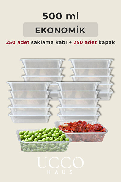 UCCO 250 Pcs 500 ml Economical Refrigerator Freezer Food Leakproof Storage Container Set Icebox Organizer