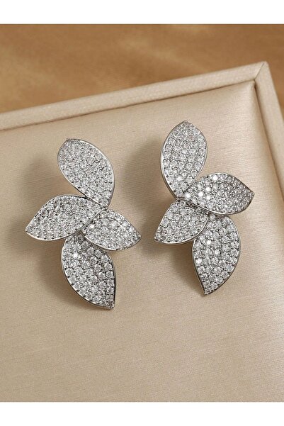 DESİGNEDBYD Zarif Yaprak Zirkon Taşlı Abiye Küpe