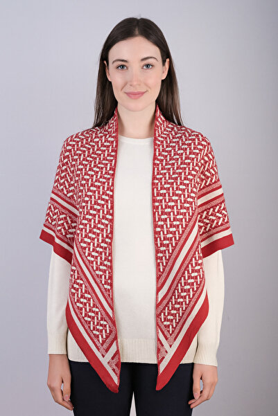 Sebir Moda Patterned Knitwear Triangle Shawl