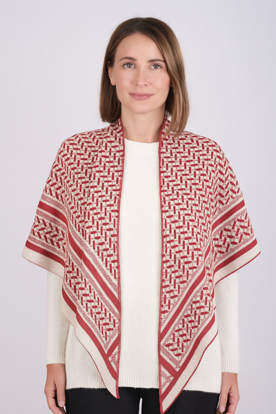 Sebir Moda Patterned Knitwear Triangle Shawl