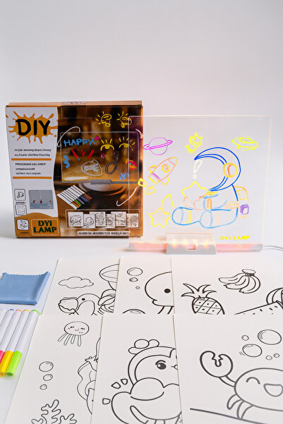 BEYZANA New Generation Led Lighted Writing Drawing Board with Adjustable Stand and 7 Pens