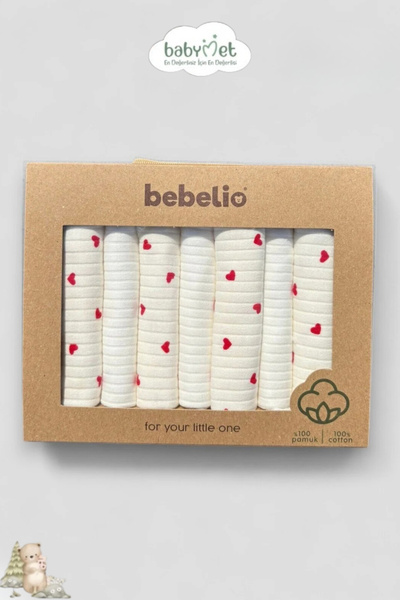 Babymet %100 Pamuk Organik Bebek Ağız Mendili 7'li Set, 25x25 cm Yumuşak&Hipo...