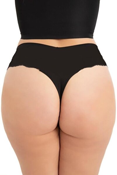 Ba der Büyük Beden Dantel Detaylı Tanga Külot 3'lü Paket