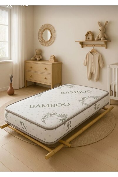 Bamboo Bebek Yatak Bambu 70x120 15cm Ortopedik Oyun Parkı Yatağı