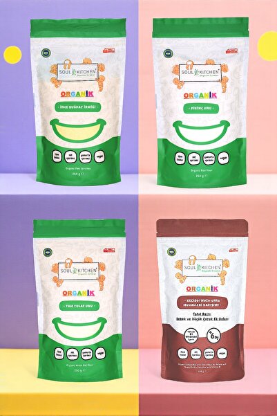 Soul Kitchen Organik Ürünler Organik B1 Vitaminli Bebek Keçiboynuzlu Muhallebi Karışım** Irmik**tam Yulaf Unu**pirinç Unu 4x250g