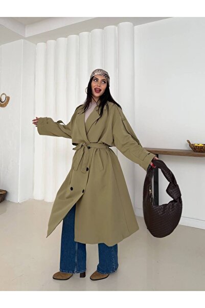 ZF BUTİK Kadın Beli Kemer Detay Uzun Trençkot