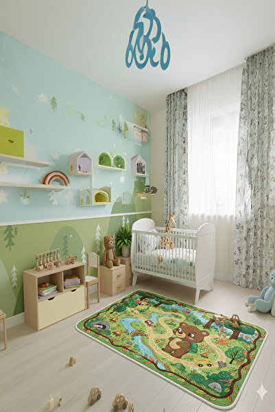 YTR HOME Dijital Baskı Yıkanabilir Kaymaz Taban Dekoratif Leke Tutmaz Kolay T...