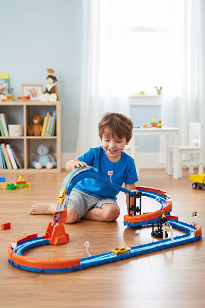 hak-iş oyuncak Glow Flip Track Yarış Pisti Seti – 42 Parça – Işıklı, Spiral Rampalı, USB Şarjlı Hızlı Oyuncak Araba